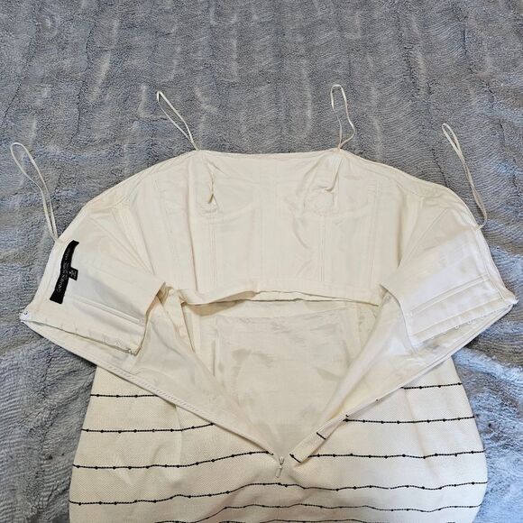 Carmen Marc Valvo Strapless Black and White Dress With Rhinestones - Picture 3 of 7